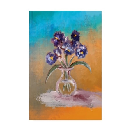 Lois Bryan 'Purple And Blue Pansies In Glass Vase' Canvas Art,22x32